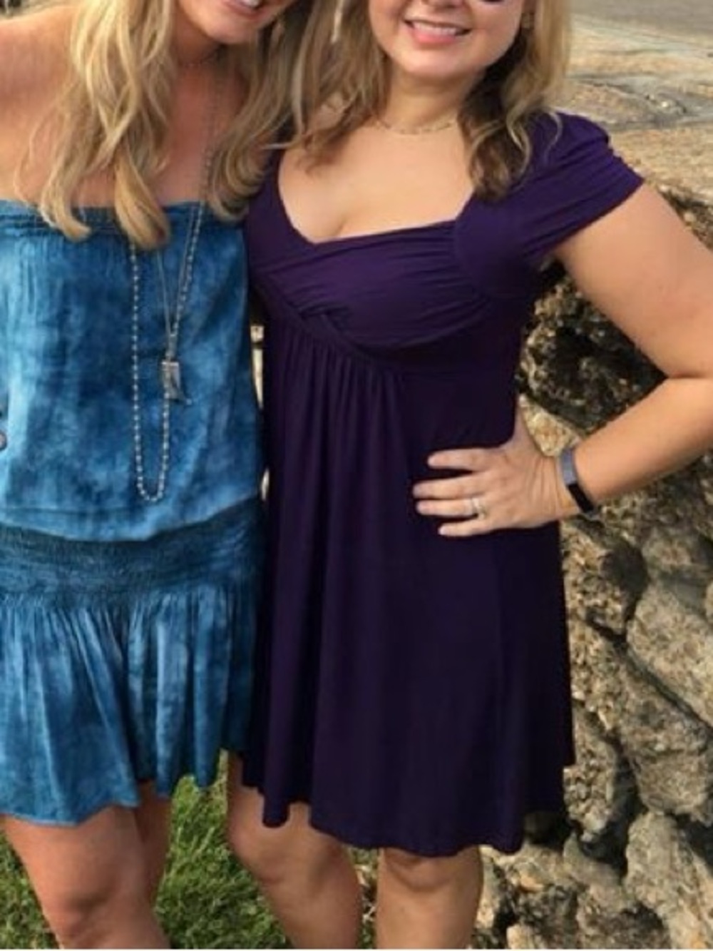 Soprano Purple Mini Dress with V-Neck and Cap Sleeves